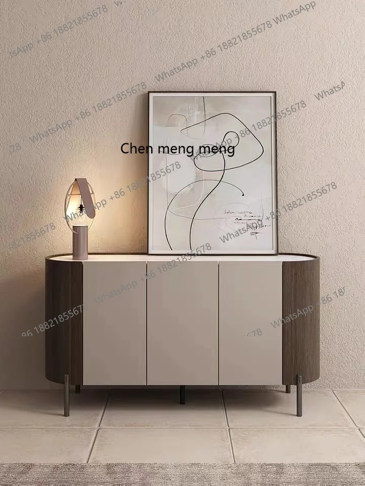 

Simple and modern solid wood, porch cabinet light luxury rock slab entry, shoe cabinet arc, dining side cabinet