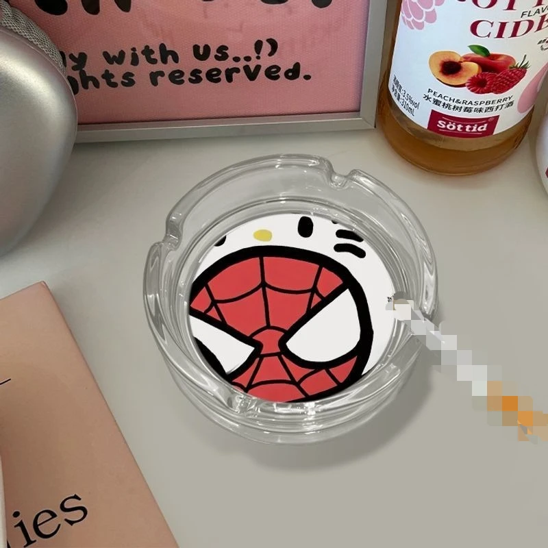 

New Marvel The Avengers Spiderman Cartoon Home Simple European Glass Ashtray Personalized Creative Living Room Table Ornaments