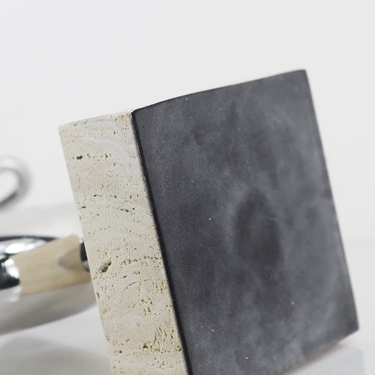 Modern Abstract Silver Metal Marble Horseshoe Chain Sculpture Handmade Carved Luxury Desk Accessories for Home/Office/Hotel view 6