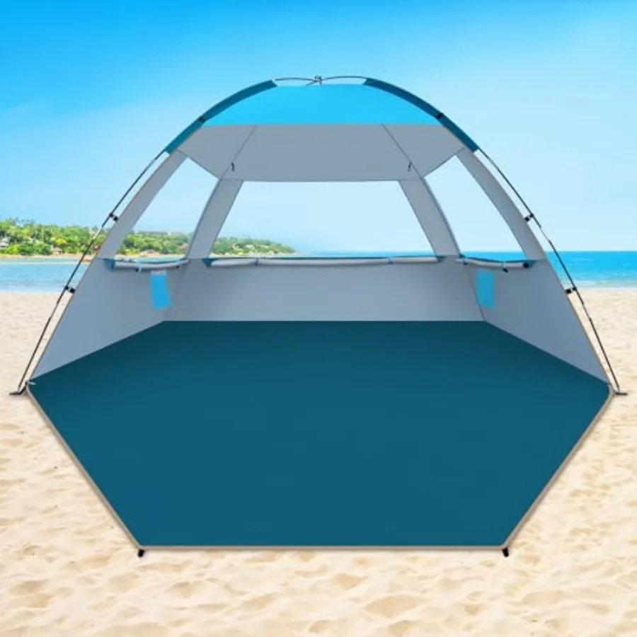 

COMMOUDS Beach Tent Sun Shade for/// UPF 50+ Beach Sun Shelter Canopy Tent Lightweight Easy Set Up and Carry