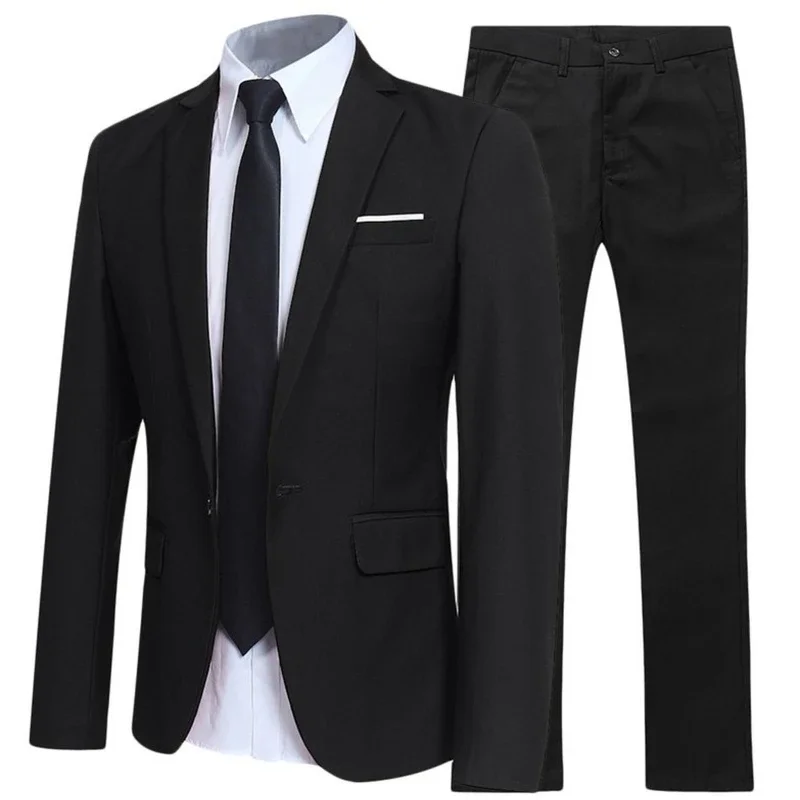 Wedding Suit Men Blazers 2 Pieces Sets Elegant Business Formal 3 Full Korean 2023 Pants Blue Coats  Jackets Luxury