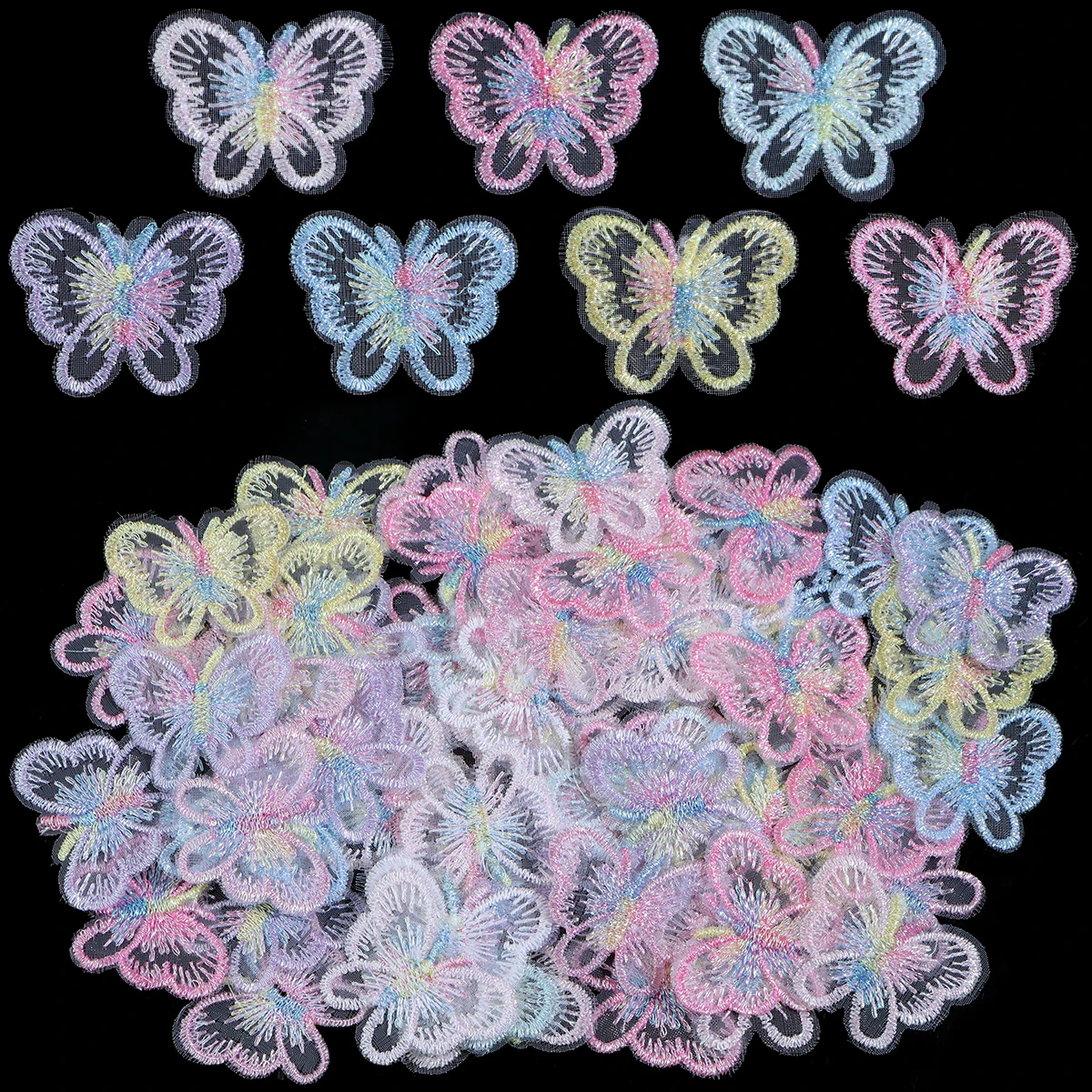 20 個 3 × 4 センチメートル蝶布パッチカラフルなアップリケ刺繍メッシュ服縫製用品 DIY ヘアクリップアクセサリー