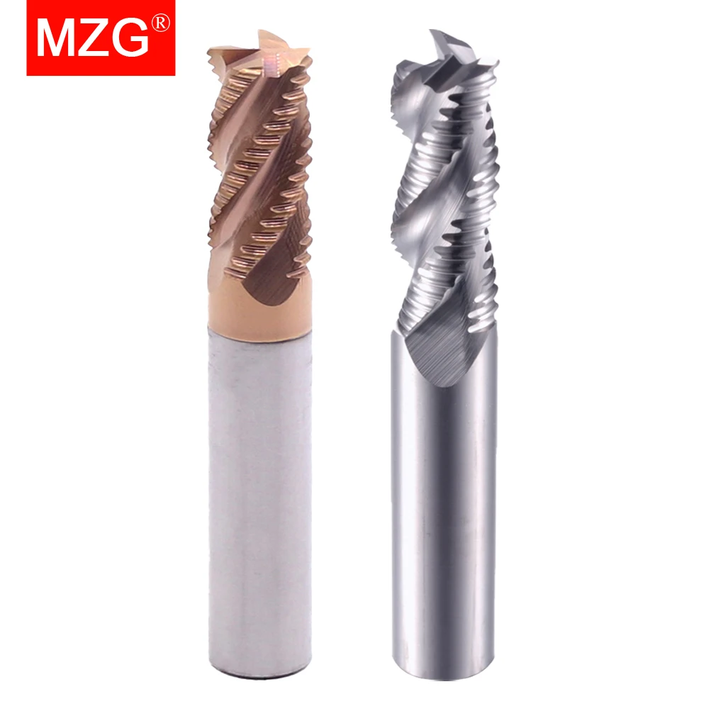 MZG-Fresa de extremo rugoso de corte, herramienta de carburo de acero de tungsteno, aluminio, latón, cortador de acero inoxidable, 4mm, 5mm, 6mm,