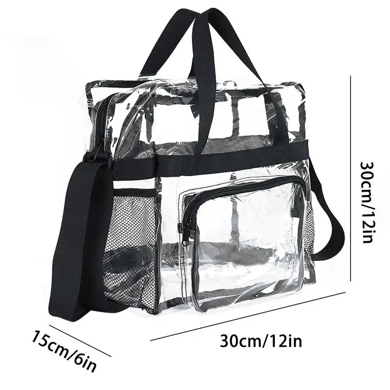 Grand fourre-tout transparent approuvé par le stade, sacs transparents, sac fourre-tout transparent pour le travail, le sport, les jeux de voyage,