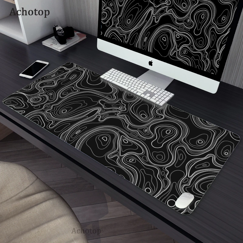 Siyah ve beyaz Mousepad HD bilgisayar masası büyük Pc Mouse Pad sanat orijinal klavye Keyboard sümen ofis aksesuarları Deskmat