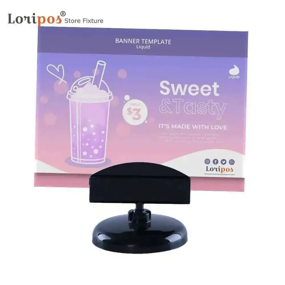 

20pcs Sign Holder Small Tag Display Clip For Tabletops Holds Signs Up Round Base - Black | Loripos