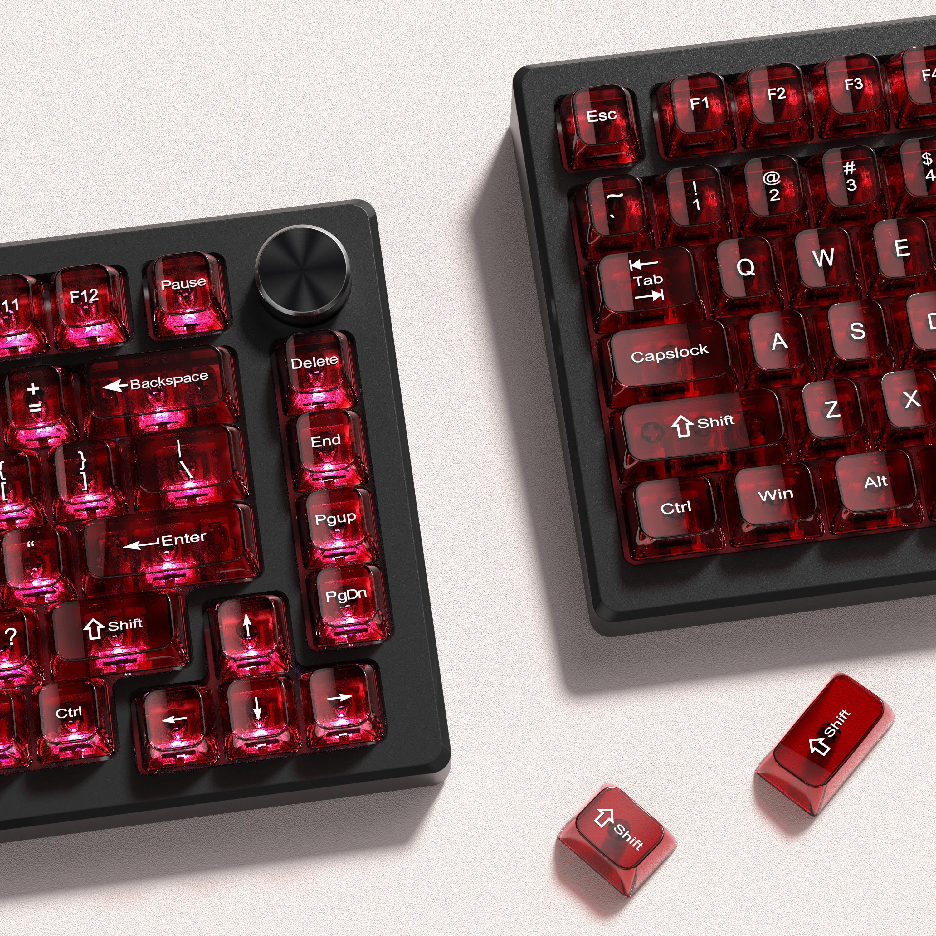 115キー レッド 透明 クリア キーキャップ クリスタル セラミック PCキーキャップ RGB シャインスルー キーキャップ MDAプロファイル MXスイッチキーボード用