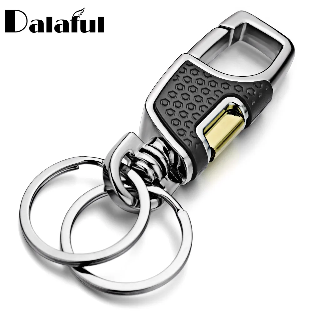 Simple Double Switch Keychain Metal 360 Degrees Rotatable Key Holder Rings Buckle Fashion Men\'s Luxury Car Keyring K416