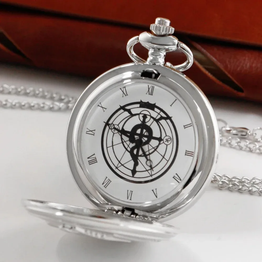 Luxury Silver Vintage Alchemist Quartz Pocket Watch Necklace Children's Birthday Memorial Gift Pendant Clock Boys Girls