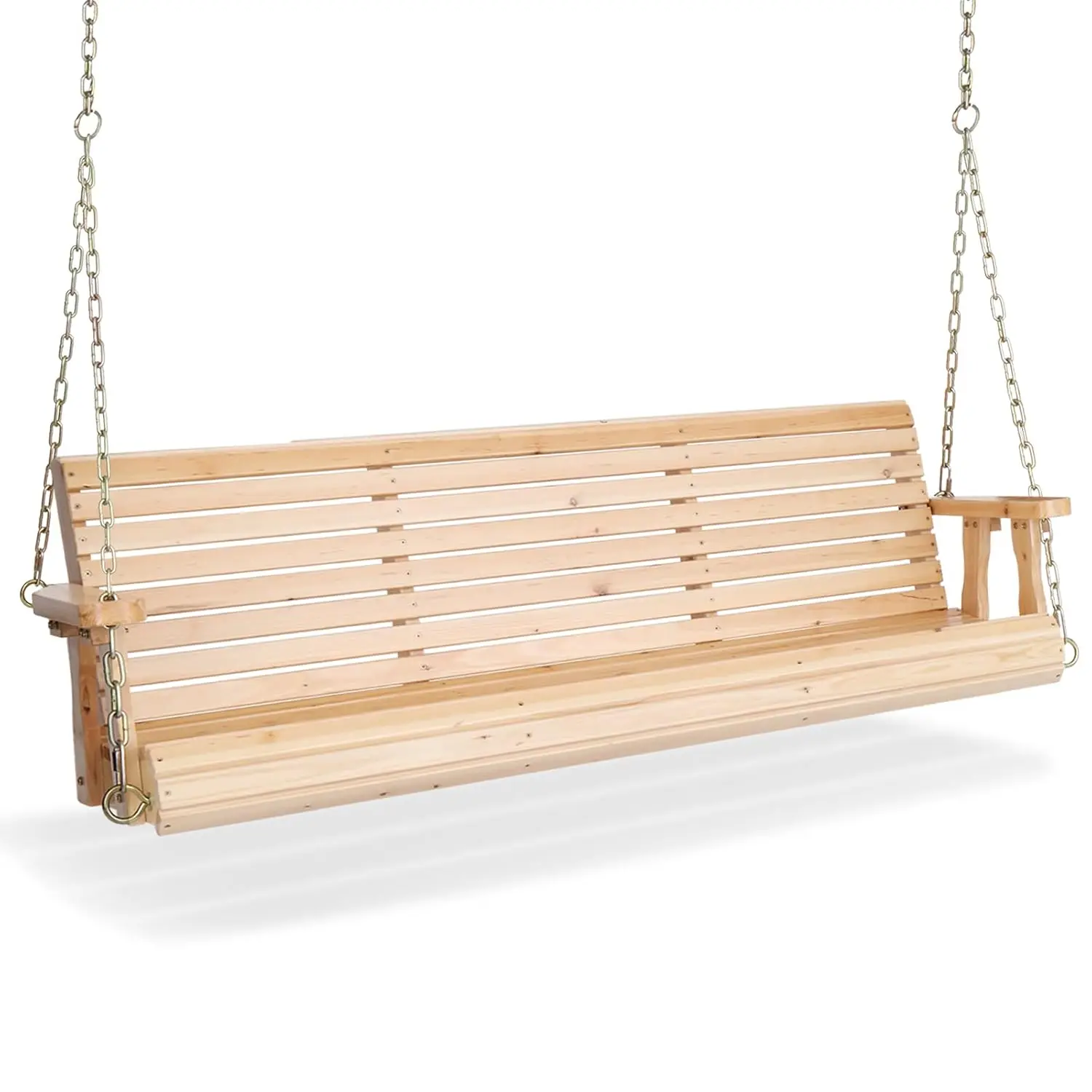 2026 Upgraded 5 FT Wooden Porch Swing, 880 LBS Heavy Duty, Natural