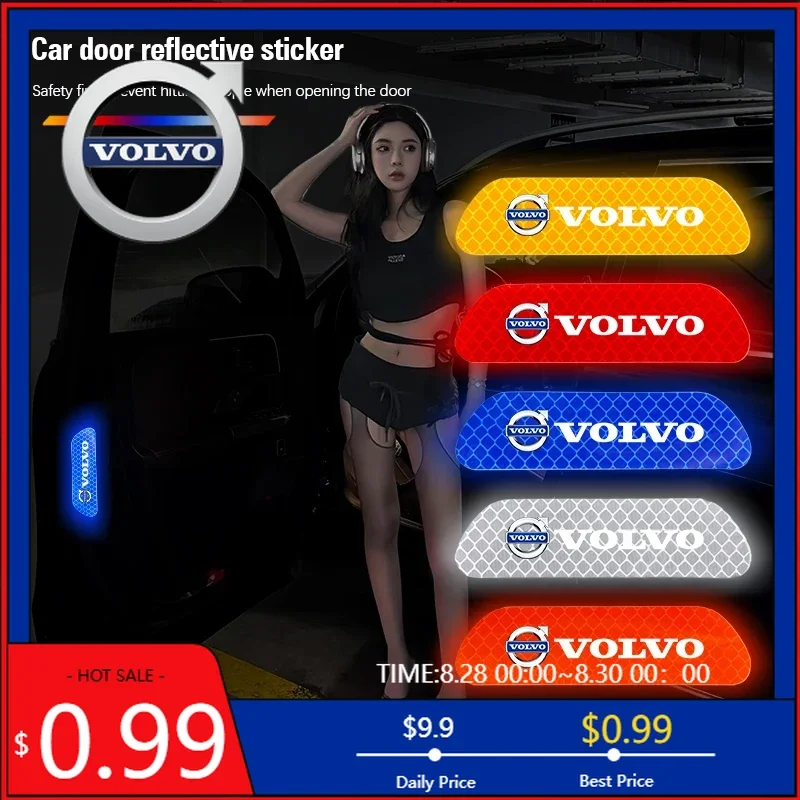 

Стайлинговые молдинги, 4 шт., автомобильные наклейки, светоотражающая предупреждающая наклейка на дверь для Volvo XC90 V90 V60 XC60 V40 S80 S60 S90 C40 XC40