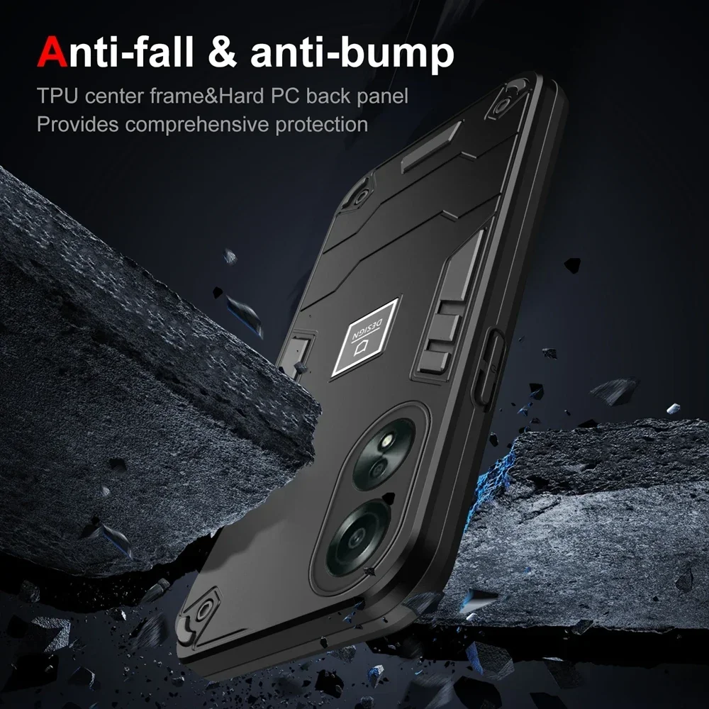 Luxury Heavy Armor For OPPO A98 A58 A57 A17 A79 A16 A77 A57S A96 A78 A38 A18 Reno 10 8T Dual Layer Shockproof Protection Cover