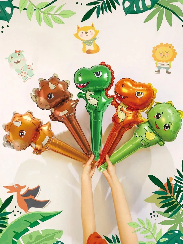 

5pcs dinosaur handheld balloons, dinosaur party supplies, birthday, wedding, graduation party, baby shower, jungle theme party