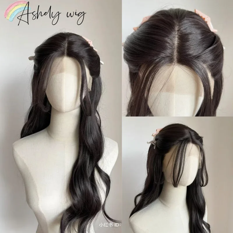 

Black Wig for Women 26inch 13*4 Lace Front Synthetic Wig Long Wavy Natural Hair Lolita Headband Wigs daily use Heat Resistant 가발