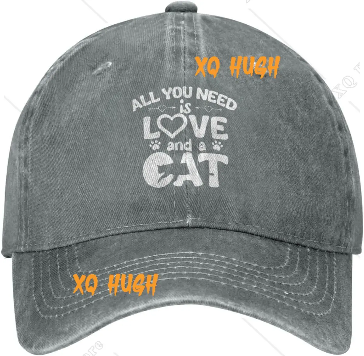 

Love Cat Distressed Adjustable Washed Denim Mens Dad Trucker Hat Baseball Ball Cap for Men