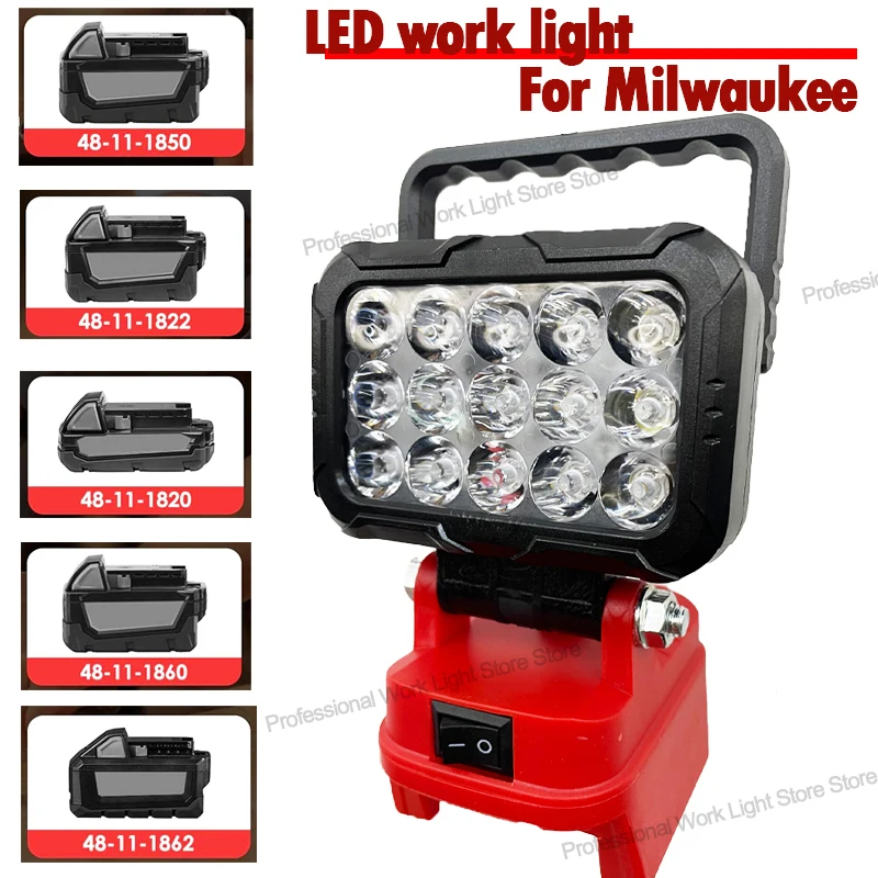 3 inches Led Light For Milwaukee Battery 18V Work Lamp Outdoor Tool Lights Fishing Handheld Emergency Spotlight No Battery