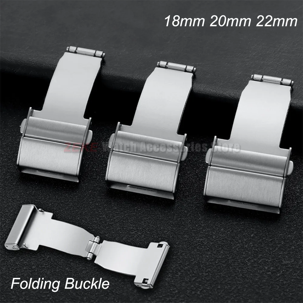 Edelstahl-Uhrenarmband-Schnalle, silberfarben, 18 mm, 20 mm, 22 mm, Metall-Uhrenarmband, Doppeldruck-Automatikverschluss, Ersatzzubehör