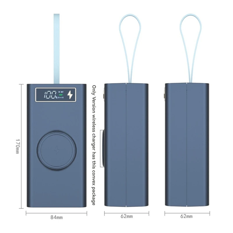 Custodia Powerbank 21X18650 con ricarica rapida wireless da 15 W PD QC per telefoni che ricaricano il guscio della banca di potere mobile fai-da-te push-pull