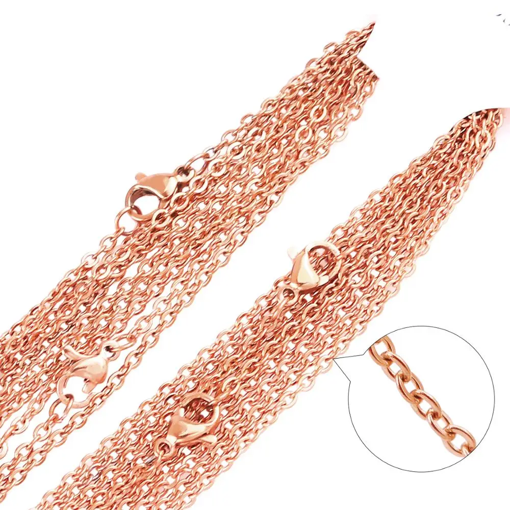 10pcs Stainless Steel Link Black Plated 18K Gold Chains Necklaces DIY Jewelry Cuban Chains Suit Wholesale Bulk Sale Materials image 5