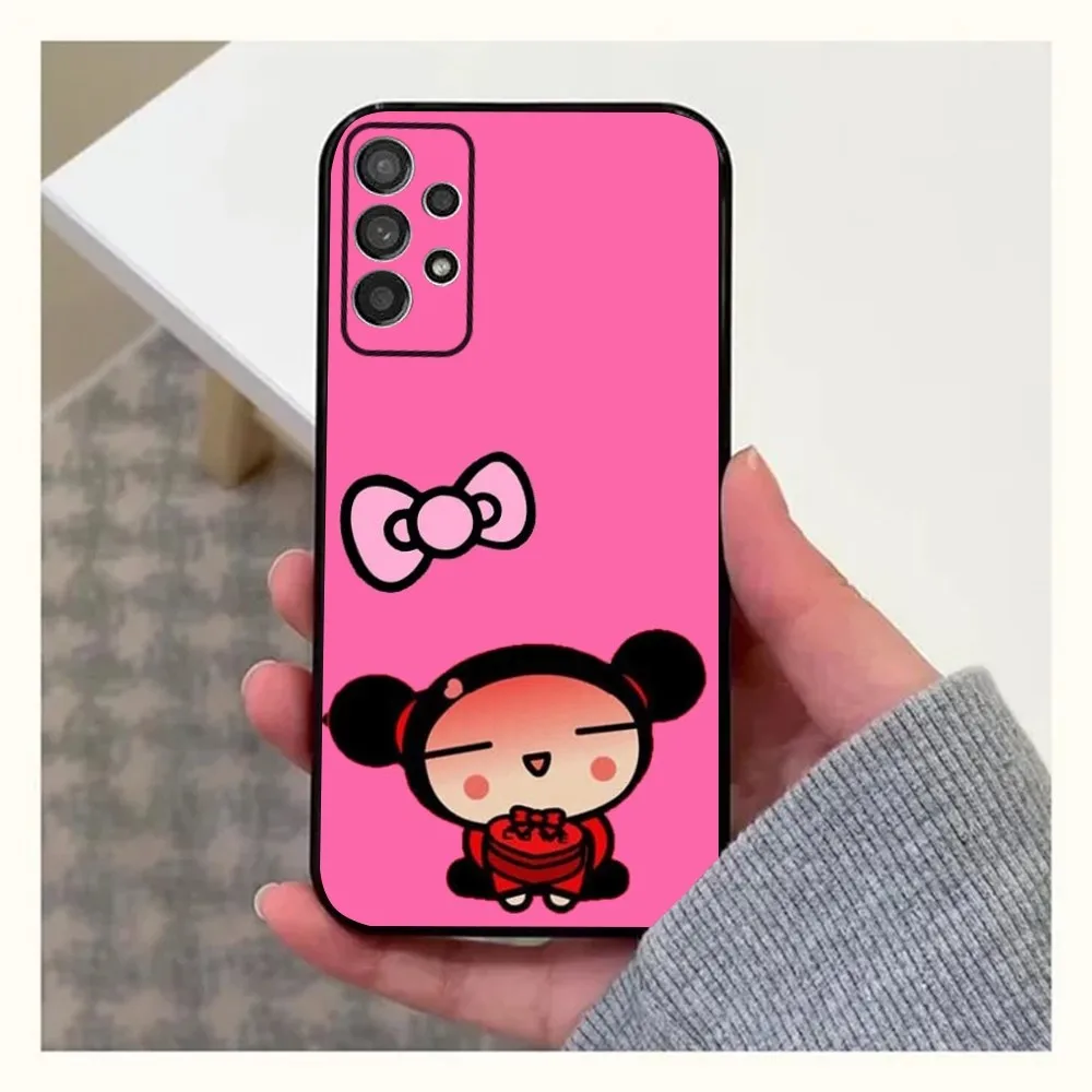 Cute Cartoon P-Pucca Garu Phone Case For Samsung Galaxy A13,A21s,A22,A31,A32,A52,A53,A71,A80,A91 Soft Black Cover