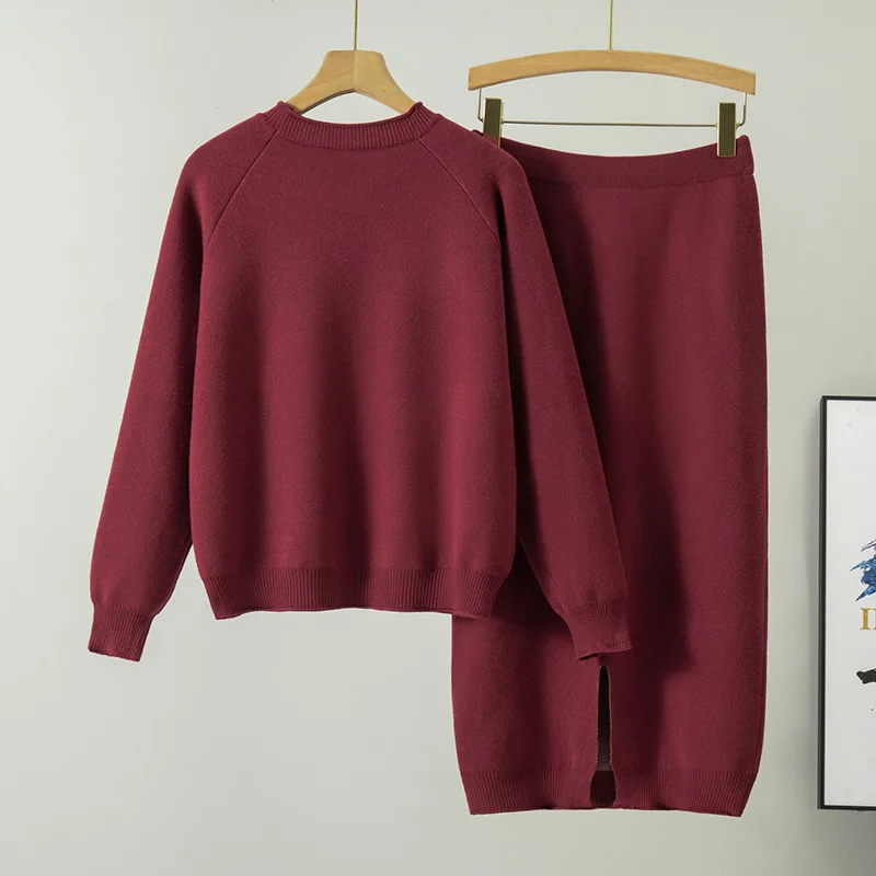 Fashion Women's Set Spring and Autumn New Chinese Style Butterfly Curled Edge Hoodie Knitted Half Skirt Two Piece Set