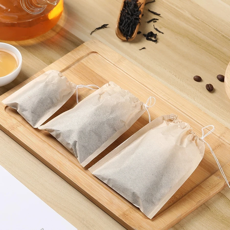 100 Pcs/Lot Multi Size Coffee Filter Paper Bag Pull Rope Tea Bag Disposable Tea Bag Small Powder Filter Bag Total Biodegradation