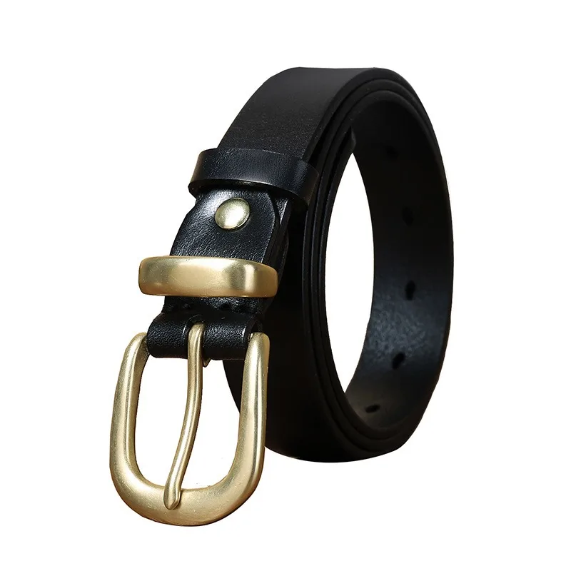 2.8 سنتيمتر حزام المرأة تنوعا الدنيم الطبقة الأولى جلد البقر النقي موضة ريترو الاتجاه النحاس مشبك حزام الإناث الجلد الحقيقي