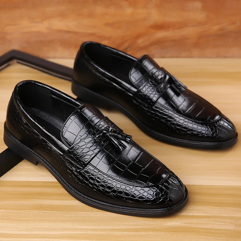 Men's Dress Leather Shoes Horse Street Buckle High Quality Men's Oxford Shoes Wedding Party Office Formal Shoe Large Size 38-48