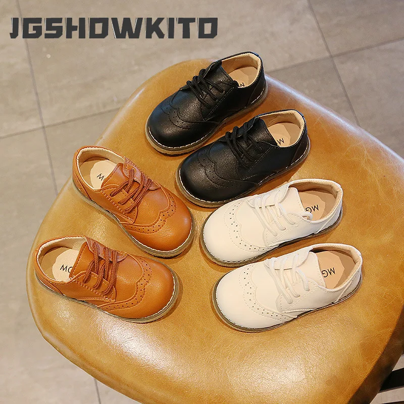 JGSHOWKITO Children's Shoes Kids Casual Flats Shoes Student PU Leather Shoes Fashion Non-slip Breathable for Boys and Girls Chic