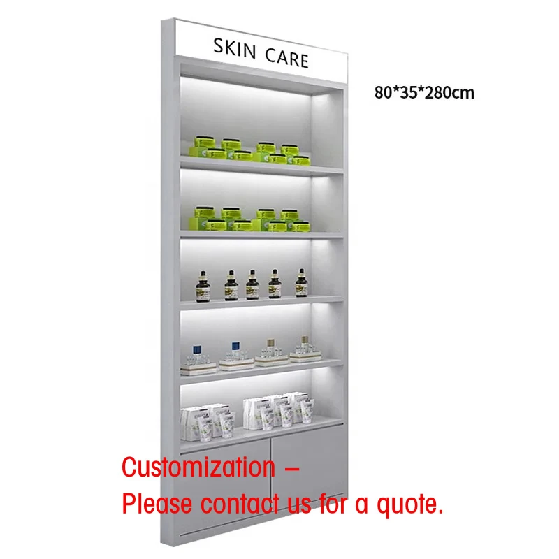 custom.Factory Hot-Selling LED Light Cosmetic Display Racks Hair Salon Shelves Cabinets Window Displays Salon Shelves
