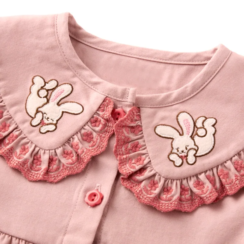 جديد الربيع والخريف فتاة الكرتون لطيف الأرنب الصغير المطرزة دمية طوق القميص