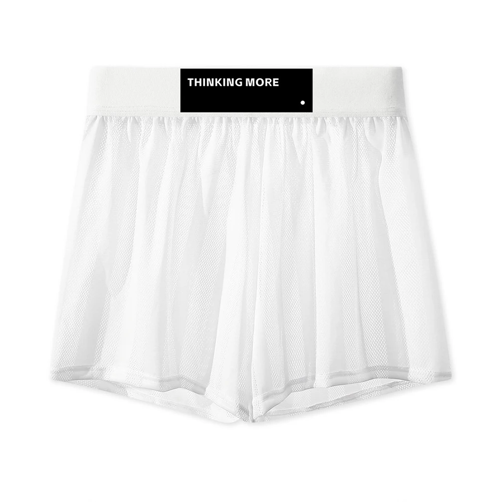 1pc Men Mesh Loose Striped Boxer Shorts Hollow Out Breathable Home Wear Underwear L-3XL Large Size Comfortable Trunks