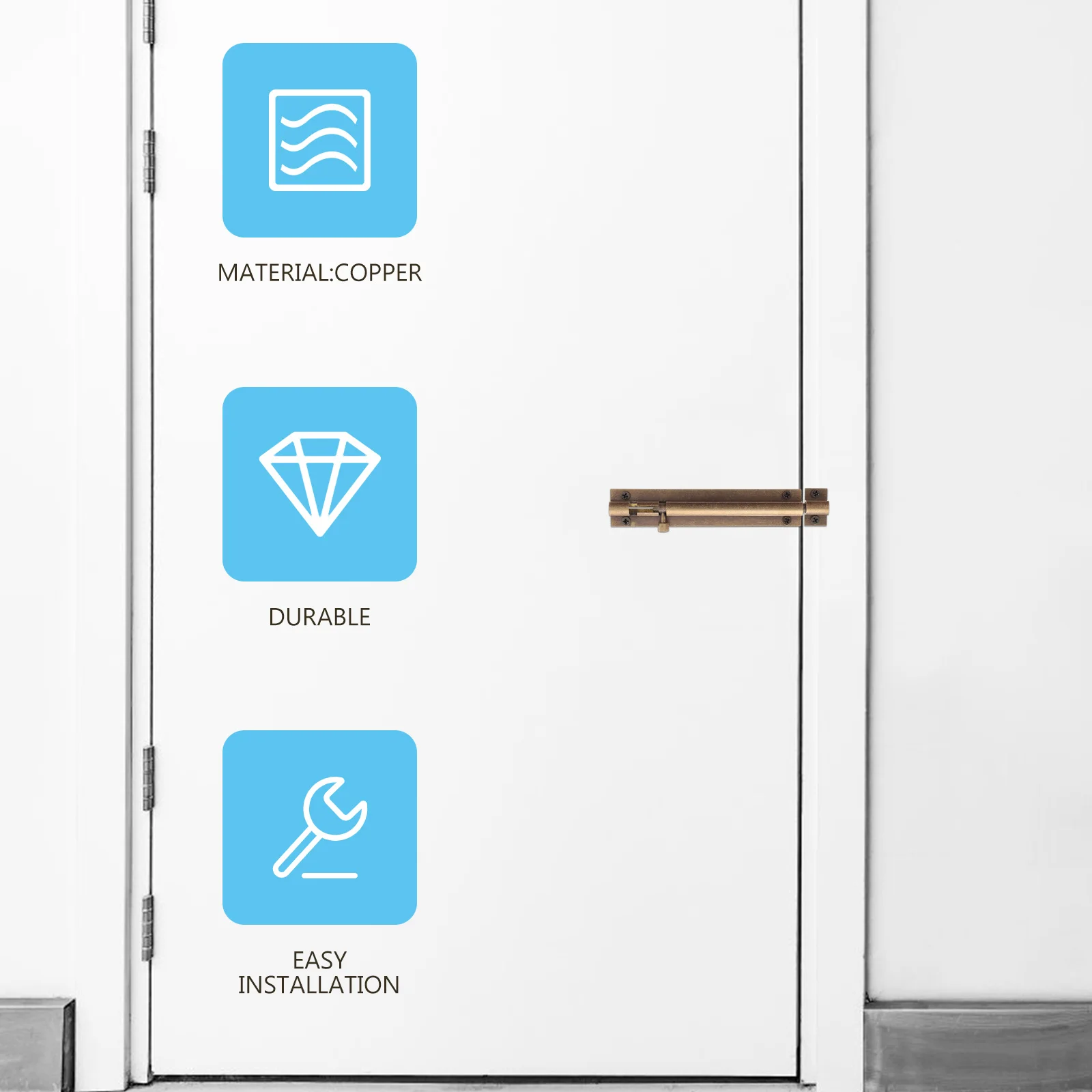 

Copper Slide Bolt Latch Door Locks Barrel Bolt Reliable Firm Home Safety for Bedroom Bathroom Wooden Doors