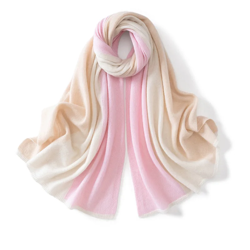 Women's 100% cashmere Stole color matching rectangular scarf fashion knit Shawl warm Poncho comfortable wholesale.