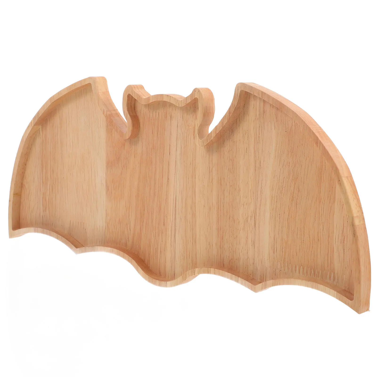 

Bat Shape Wooden Plate Rustic Snack Serving Tray For Fruit Nuts Breakfast Dessert Halloween Party Food Display Decor