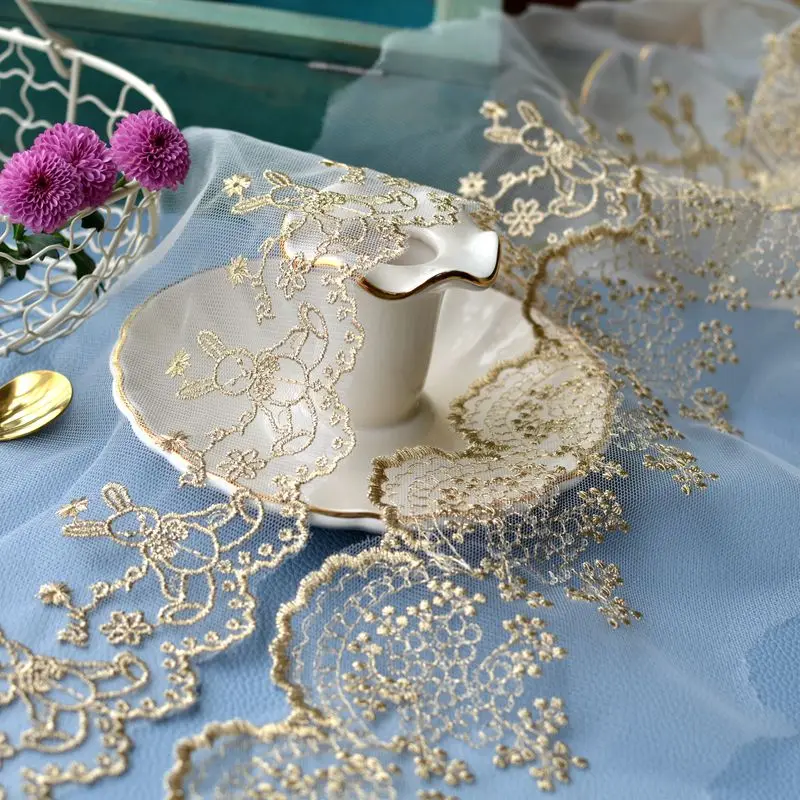 2 Yards Delicate Gold Flower Lace Trim for Sewing DIY Garment Accessories Handmade Lace Decoration Materials Fabric