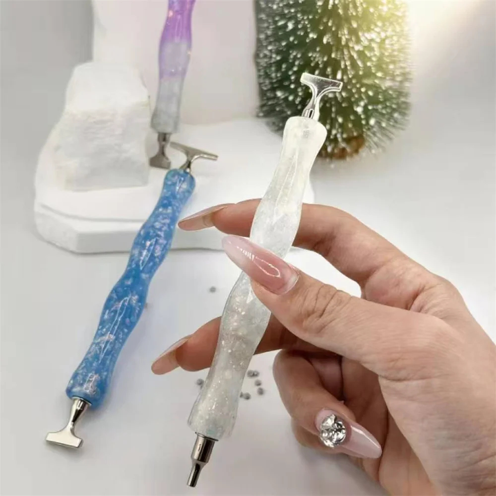 Imagen 3: Nuevo Lápiz Ondulado de Resina para Pintura de Diamantes, Lápiz de Perforación con Punta Brillante Roscada, Herramientas Ergonómicas para Bordado de Diamantes, Accesorios SIN CULATA