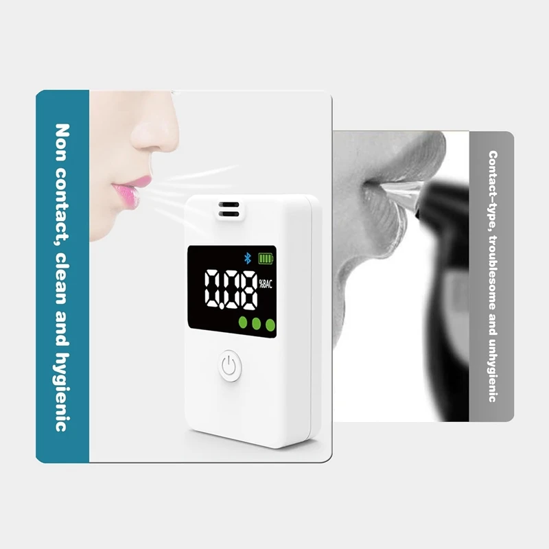 Breathalyzer, Grade Accuracy-Alcohol Tester With Bluetooth Connectivity Digital Blue LCD Display For Personal Home, Easy To Use