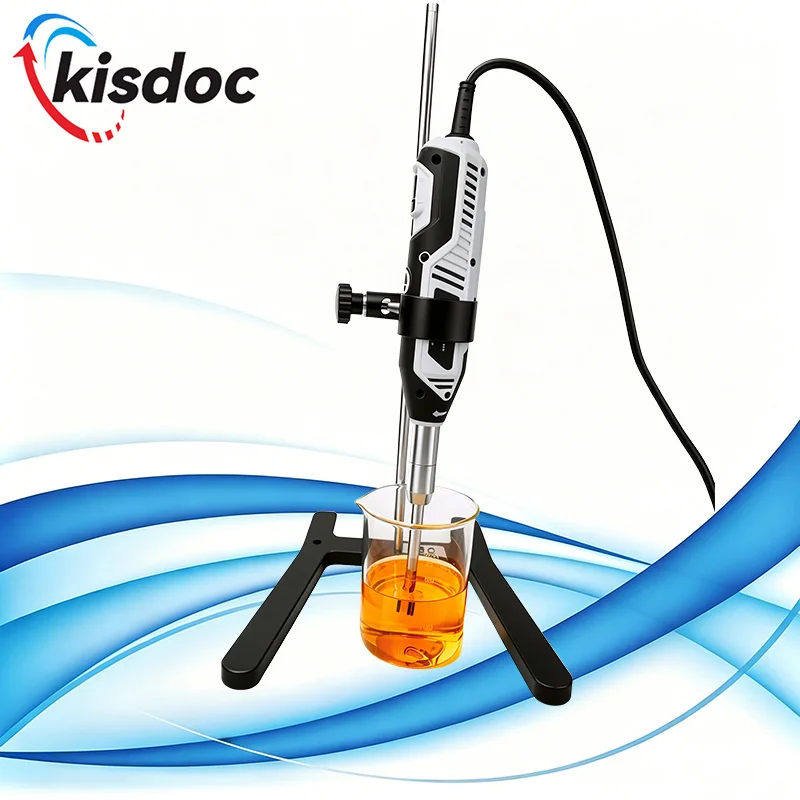 Kisdoc Lab Portable Homogenizer With Stand 6 Speed Adjustable High Shear Emulsifying Machine for Cosmetic Sample Mixing