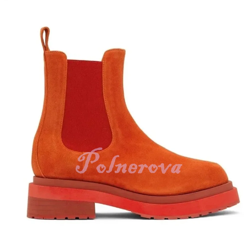 

Orange/green Elastic Band Men's Boots Novelty Designer Casual Shoes Men Stylish Thick-Soled Booties Handmade Botas Men Shoes