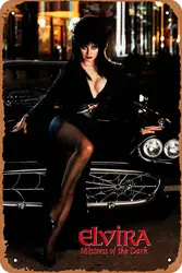 Elvira, Mistress of the Dark Movie Poster Vintage Tin Sign Retro Metal Sign for Bar Pub Man Cave Bedroom Home Wall Art Decor 12