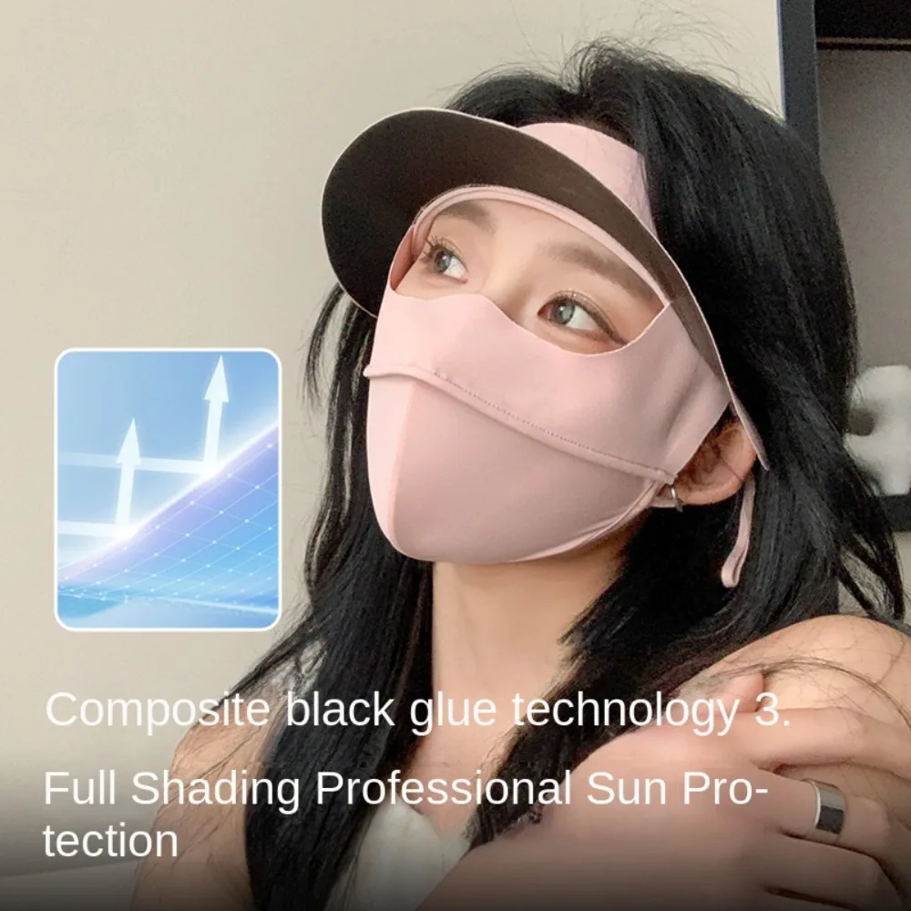 Mascarilla de Protección Solar de Seda Fría de Moda, Cubre Rostro Completo 3D Transpirable Anti-UV, Pañuelo para Cuello Antipolvo UPF50+, Mascarilla Facial Parasol de Verano