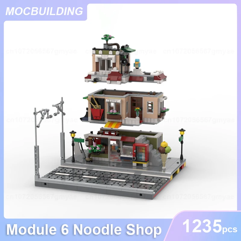 Little Modulars Module 6 Noodle Shop MOC Building Blocks DIY Assemble Bricks City Architecture Educational Toys Gifts 1235PCS