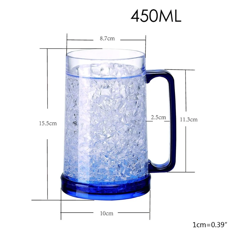 Freezer Ice Beer Mug Clear Cooling Wine Cup Double Wall Gel Frosty Beer Cup Drinking Glasses - view 6