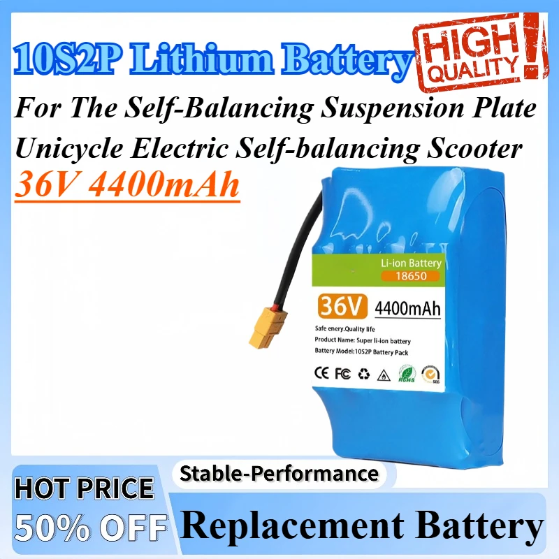 

36V 4400mAh 10S2P Replacement Lithium Battery for The Self-Balancing Suspension Plate Unicycle Electric Self-balancing Scooter
