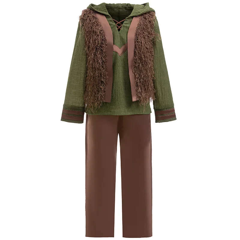 

2025 Halloween Costume de Dragon Cosplay pour garçons, gilet + haut à capuche vert à manches longues + pantalon pour