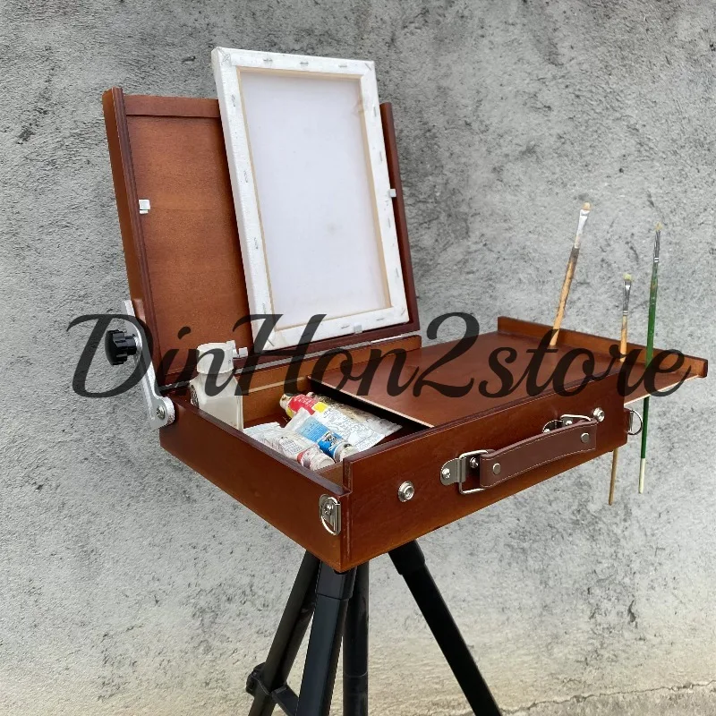 High-grade wooden 24X30 adjustable portable art outdoor sketching oil painting watercolor student multi-functional painting box