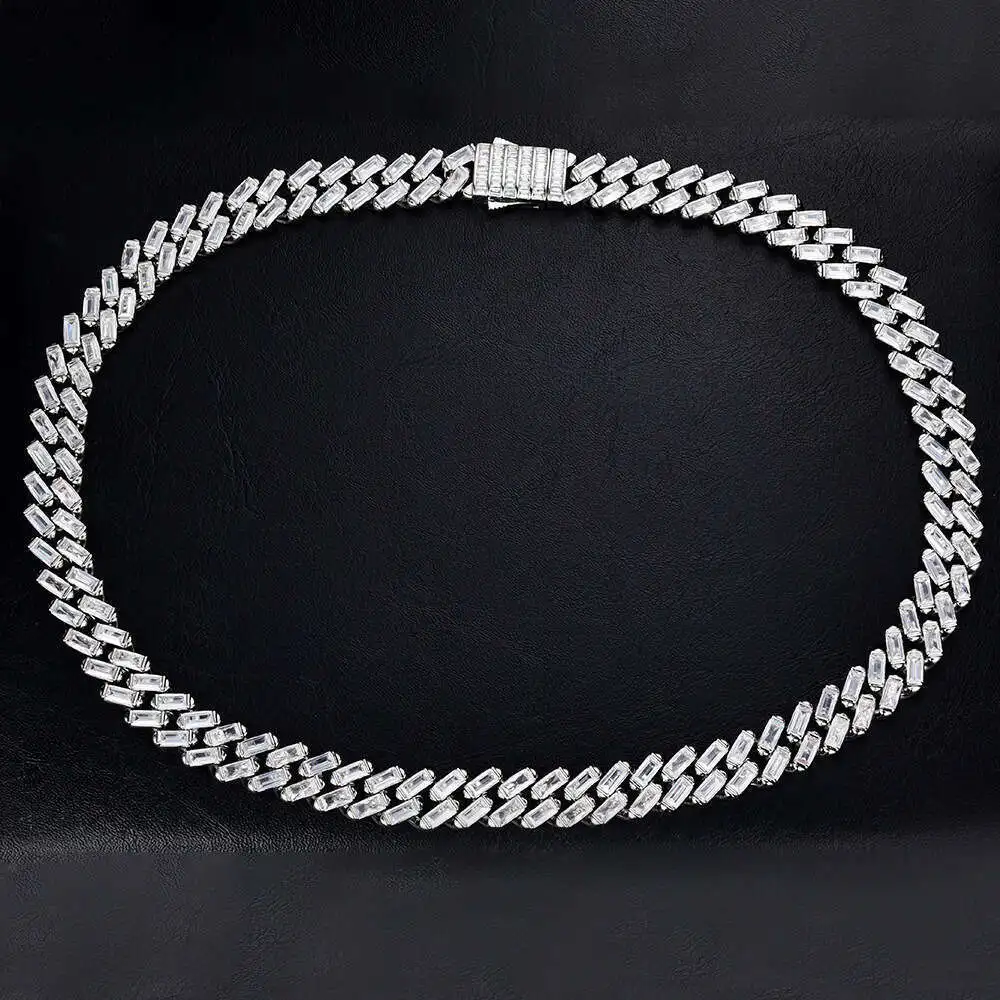 Necklace12mm Alloy Copper 925 Silver Iced Out Zircon Hip Hop Jewelry Cuban Link Chain