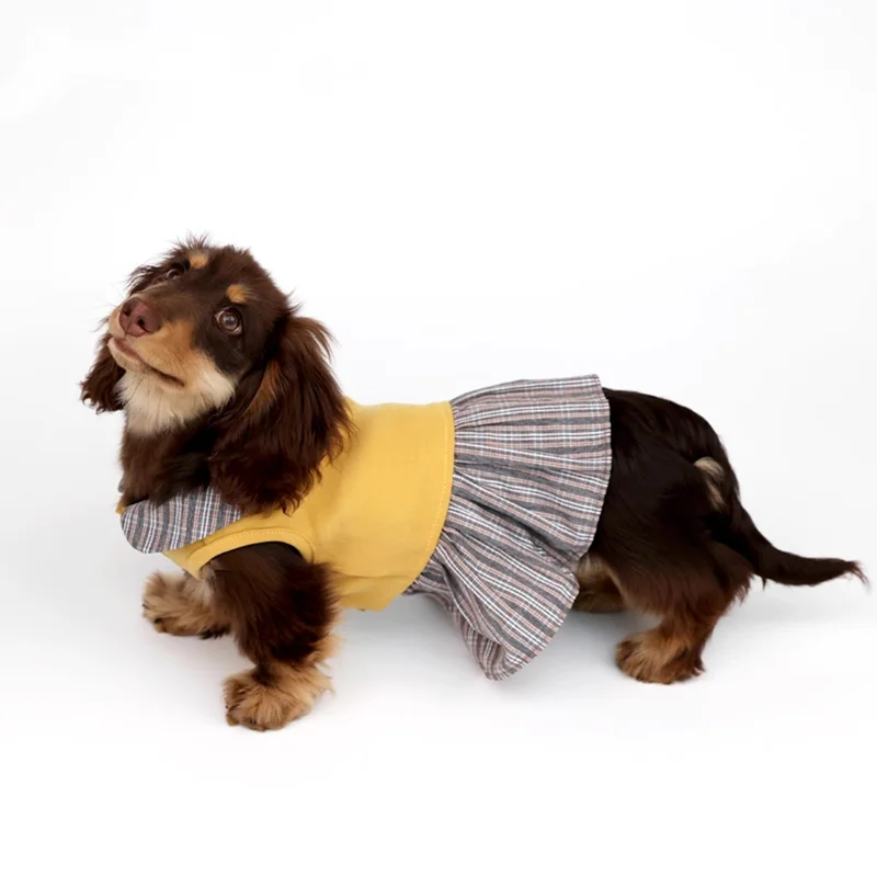 Para lindo vestido a cuadros para mascotas Ropa De verano para perros Ropa De Perro Schnauzer Dachshund Corgi vestido para cachorros accesorios para perros Ropa para gatos