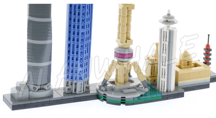 669pcs Architecture Skyline Modern Shanghai Oriental Pearl Tower Bund Area 17009 Building Blocks toys Compatible With Model